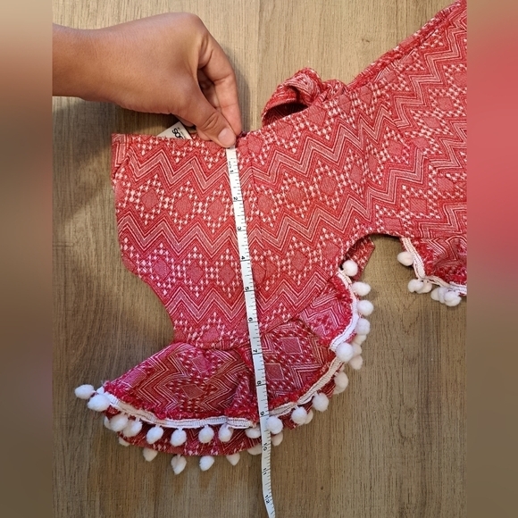 ASOS DESIGN jacquard pom pom frill beach red and white top size 2 - Picture 8 of 8